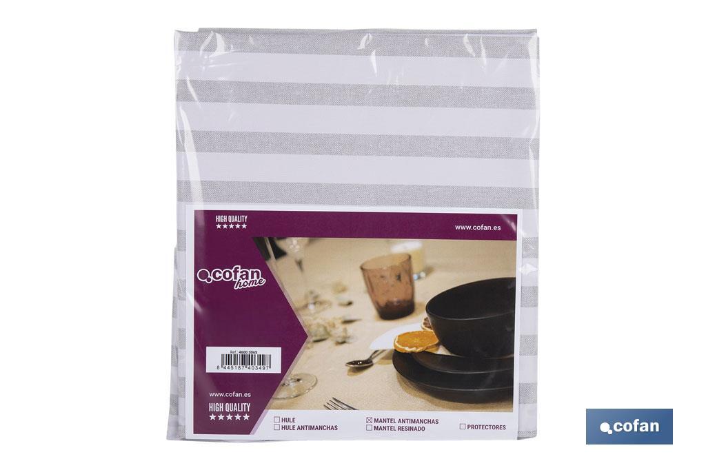 MANTEL ANTIMANCHAS RAYAS BEIGE Y BLANCAS   1,40 X 2,50 (PACK: 1 UDS)