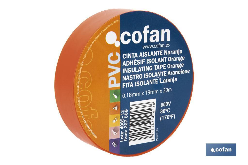 Cinta Aislante 180 Micras | Color naranja | Resistente al voltaje, al calor y a diferentes ácidos y alcalinos